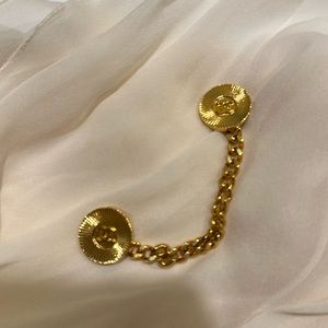 COPY - CHANEL CC Logo Two Button Chain Cufflinks RARE 1980’S Authentic